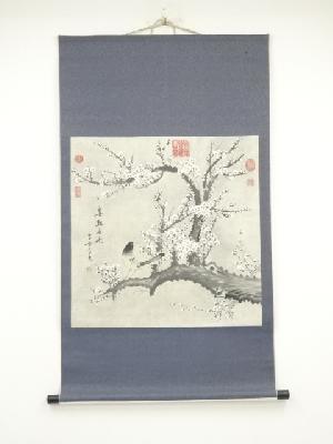 喜報春来　梅図　肉筆紙本掛軸